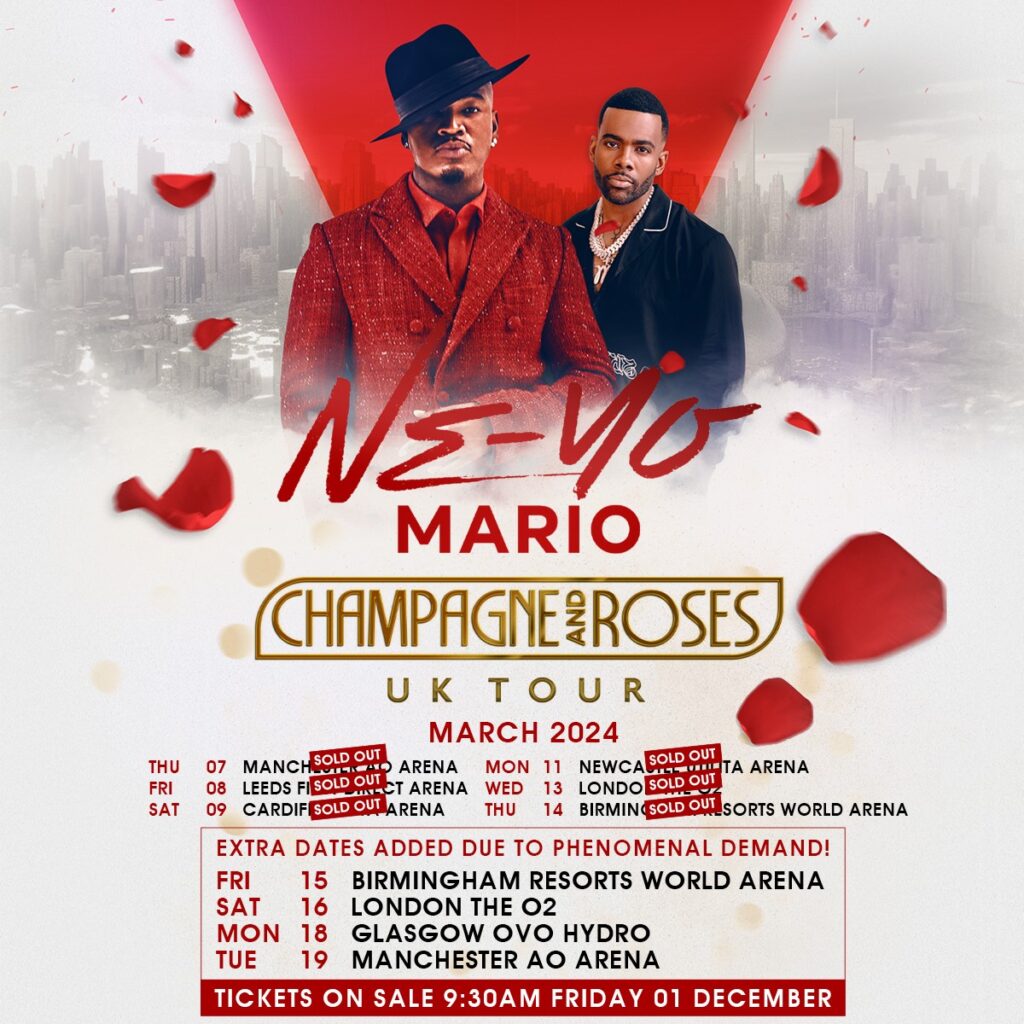 TOUR NEWS NEYO ANNOUNCES EXTRA DATES TO HIS “CHAMPAGNE AND ROSES” UK